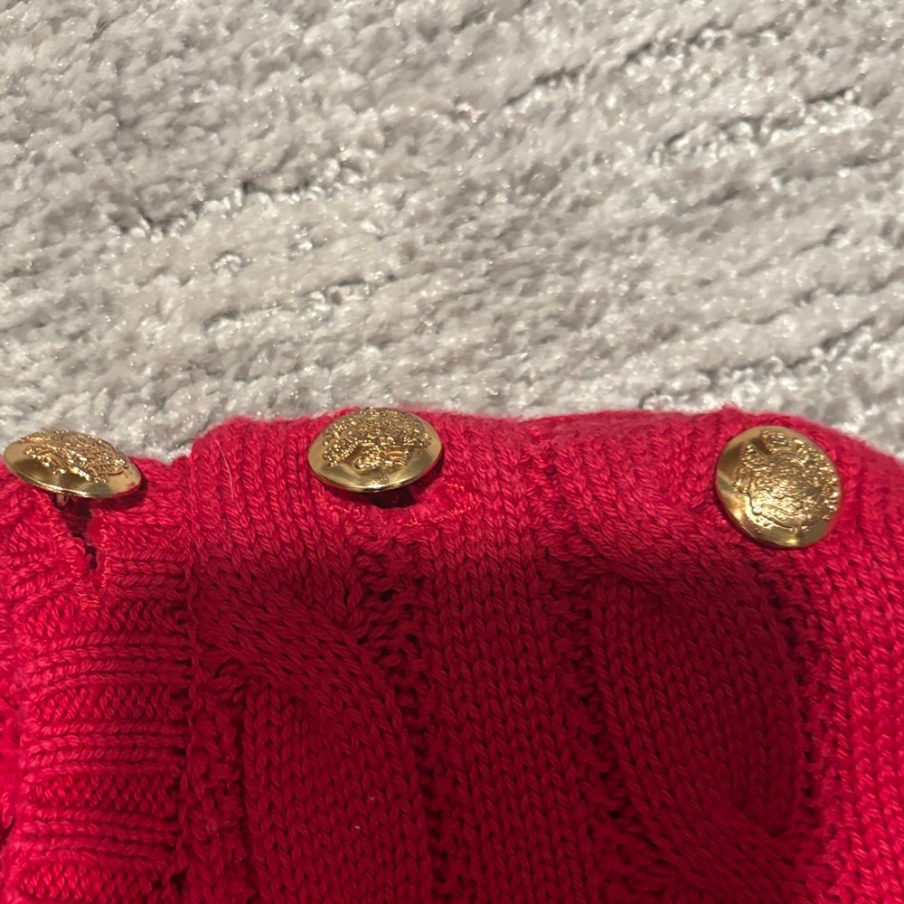 Lauren Ralph Lauren Red Cable Knit Sweater size L - Picture 6 of 12
